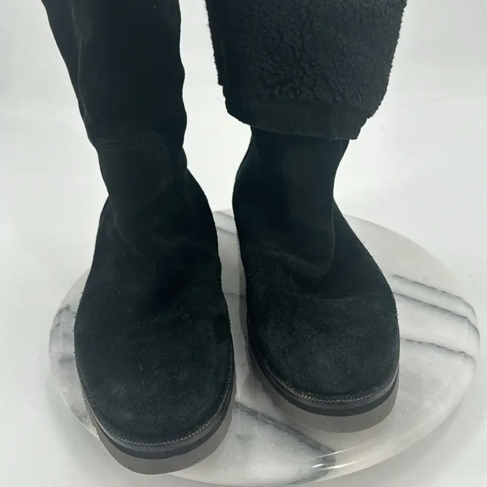 Aquatalia Paloma black Suede Fuax Fur Lined Zipper boots